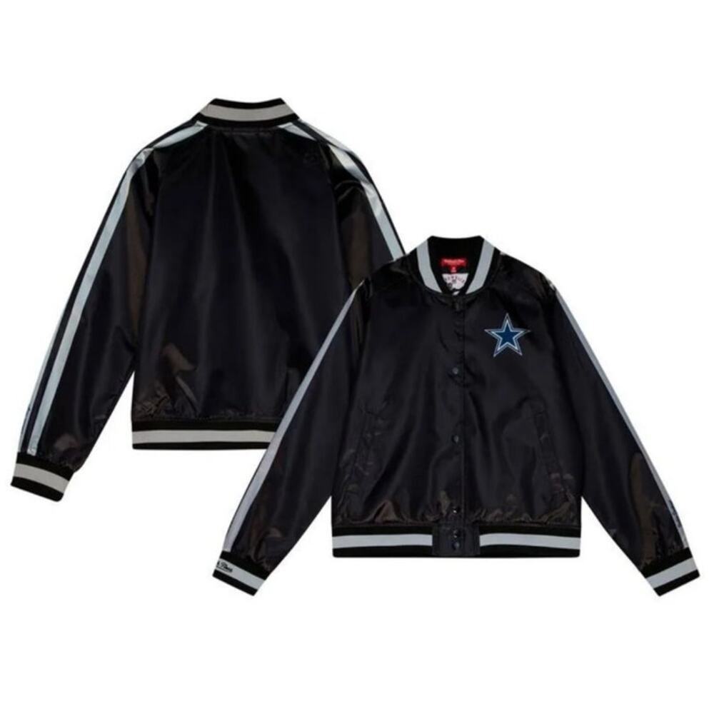 NWT NFL Mitchell & Ness Throwback Dallas cowboys satin varsity jacket black M